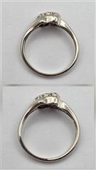 10K White Gold Round Natural Diamond Three-Stone Bypass Over Under Ring Size 7